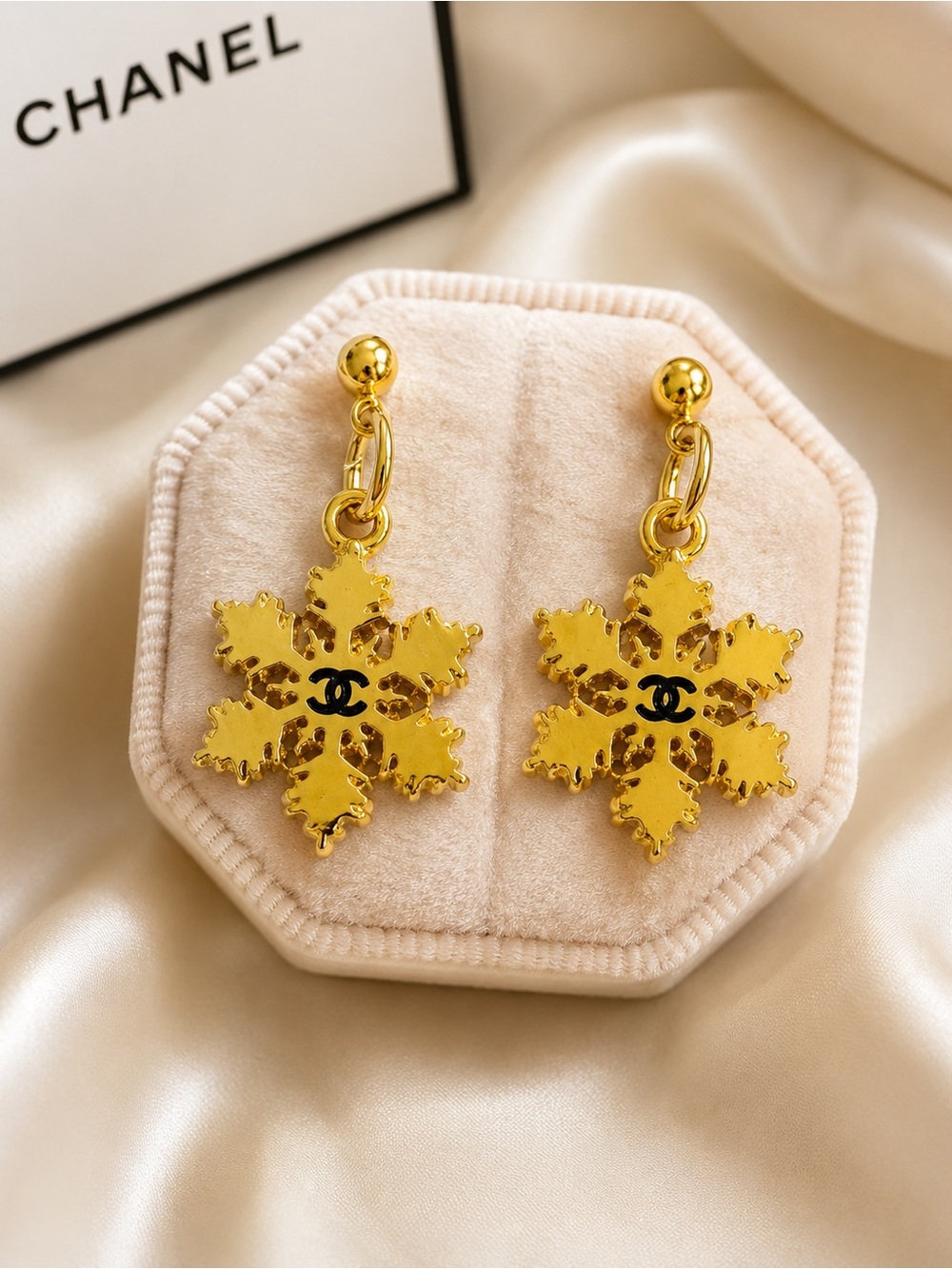 CHANEL Gold Snowflake Earrings